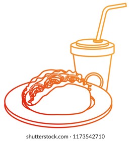 delicious mexican taco with soda