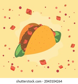 delicious mexican taco with tomatoes