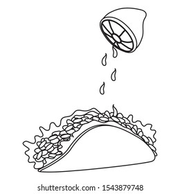 delicious mexican tacos with lemon citrus vector illustration design