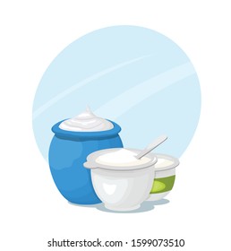 delicious milk yogurt vector illustration