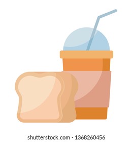 delicious milkshake with bread isolated icon