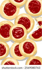 Delicious mini Strawberry pie jam pastry. Red pie bakery