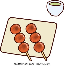 Delicioso mitarashi dango y té
