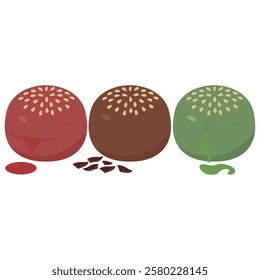 Delicious Mochi with Strawberry and Chocolate Filling: Japanese Food Vector Design