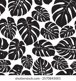 Delicious monster leaf pattern. Monstera tropical jungle seamless pattern. Vector hand drawn illustration for fabric, textile, wallpaper tourism design.