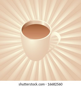 delicious mug of coffee with starburst background