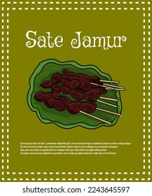 	
Delicious mushroom satay in cartoon style, doodle