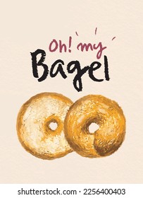 Delicious My Cream Cheese Bagel Illustration