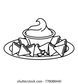 delicious nachos with sauce