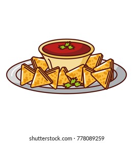 delicious nachos with sauce