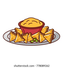 delicious nachos with sauce