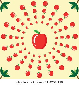 Delicious natural red apples in vector patterns