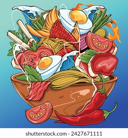 Delicious Noodle Illustration for your food design