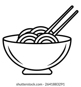 Delicious Noodles in a Bowl with Chopsticks Asian Cuisine Illustration