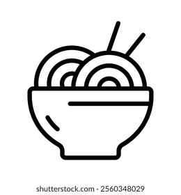 Delicious noodles icon for Asian cuisine and food menus