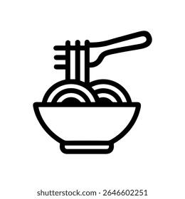 Delicious noodles served in an elegant bowl. Icon Symbol Illustration