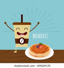 delicious and nutritive breakfast character vector illustration design