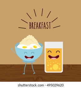 delicious and nutritive breakfast character vector illustration design