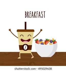 delicious and nutritive breakfast character vector illustration design