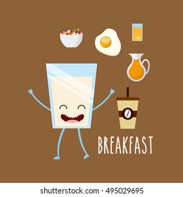 delicious and nutritive breakfast character vector illustration design