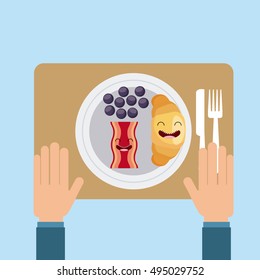 delicious and nutritive breakfast character vector illustration design