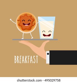 delicious and nutritive breakfast character vector illustration design