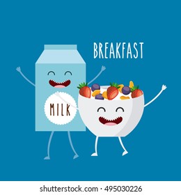 delicious and nutritive breakfast character vector illustration design