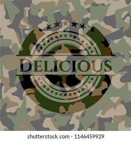 Delicious on camo texture