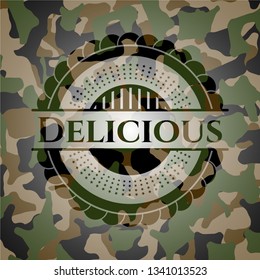 Delicious on camo texture
