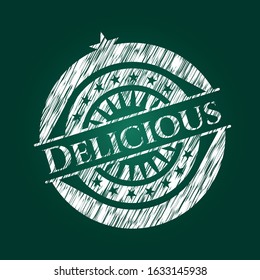 Delicious on chalkboard. Vector Illustration. Detailed.