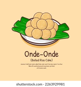 Delicious onde-onde boiled rice cake made of glutinous rice flour with beans pasta asian food