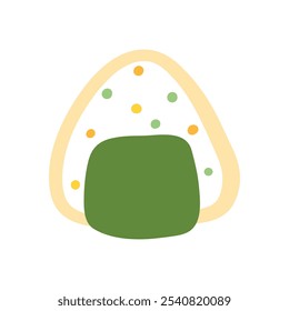 Deliciosa bola de arroz mezclada japonesa de Onigiri con granos, algas marinas, arte de la línea Edamame Ilustración vectorial de garabatos dibujada a mano aislada sobre fondo blanco