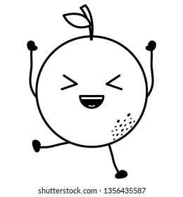 delicious orange fruit kawaii character