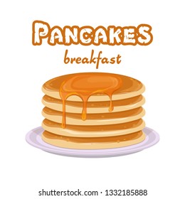 Delicious pancakes with honey on top vector design illustration isolated on white packground