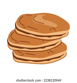 Deliciosos crepes de Japón. Dorayaki. La comida asiática. Ilustración vectorial sobre un fondo blanco para restaurantes, menús, decoración