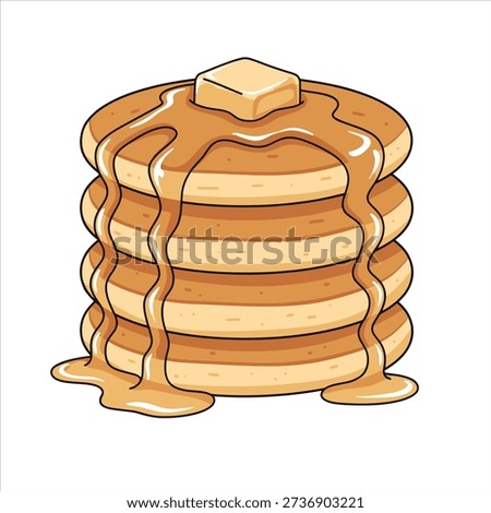 Delicious Pancakes Stack with Syrup and Butter Illustration