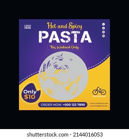 Delicious pasta food social media post  or web banner template