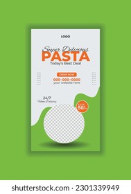 Delicious pasta instagram stories, food social media story design template