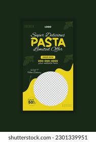 Delicious pasta instagram stories, food social media story design template