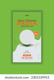 Delicious pasta instagram stories, food social media story design template