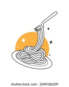 Delicious Pasta Noodle With A Fork Vector Design