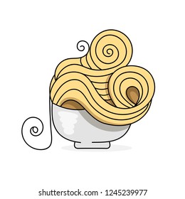 Delicious pasta in a plate vector logo for packaging vector illustration
