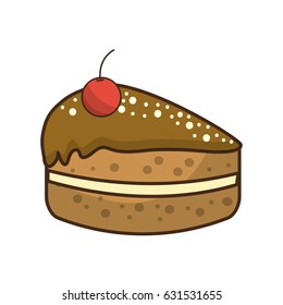 delicious pastel with cherry to happy birthday
