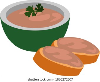 Delicious pate, illustration, vector on white background.