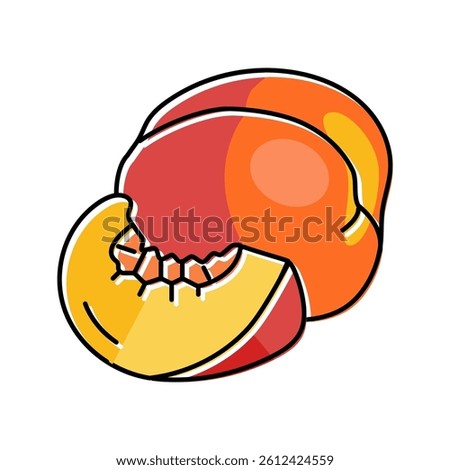delicious peach slice whole color icon vector. delicious peach slice whole sign. isolated symbol illustration