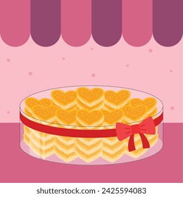 Delicious peanut cookies in jar with ribbon illustration