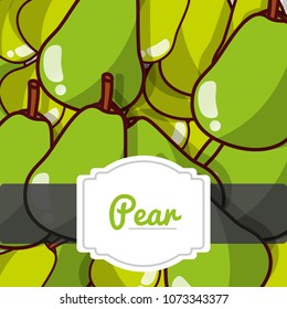 delicious pear fresh fruit label pattern