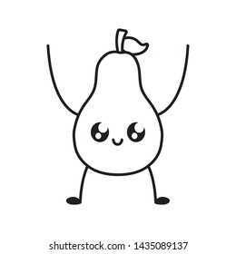 delicious pear fruit kawaii character