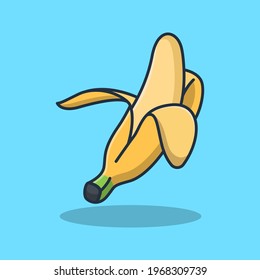 A delicious peeled banana fruit design illustration. Isolated food design. Suitable for landing pages, stickers, book covers and icons