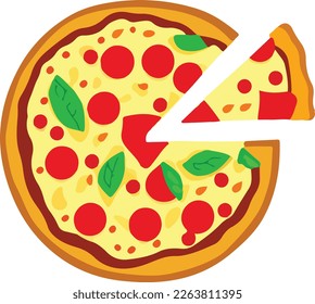 Delicious Pepperoni Pizza on White Background. Vector Illustration. This vector art features a mouth-watering pepperoni pizza on a white background. The pizza is piled high with melted cheese.